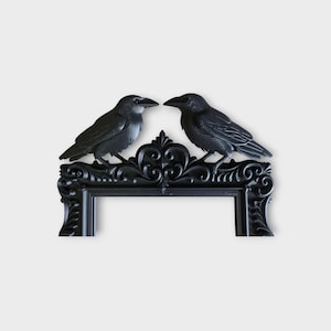 Raven gothic picture frame | halloween crow wall decor | dark baroque photo frame | spooky home decoration | occult raven frame image 2