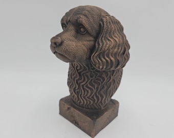 Büste einer Cavapoo-Hundestatue - Wohndeko Hundeliebhaber handbemalt Ornament
