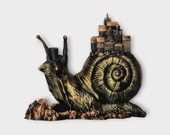 Snail with city Dice Tower - Dungeons & Dragons Accessory DnD game