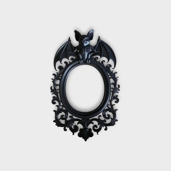 Bat baroque wall frame | gothic halloween decor | spooky bat photo frame | occult wall art | dark fantasy bat hanging