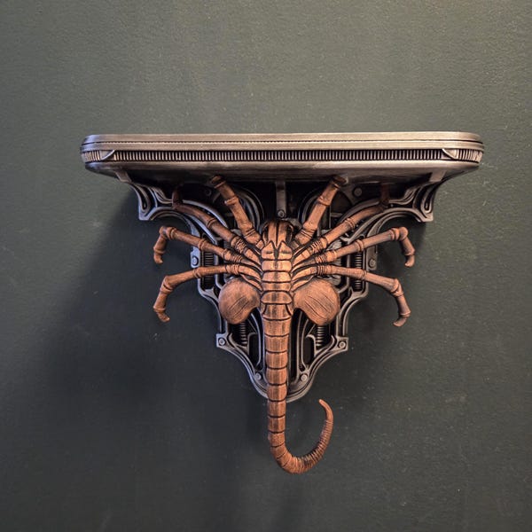 Facehugger xenomorph wall shelf decor gothic wallshelf face hugger – xeno inspired biomechanical