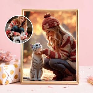 Disney Pixar Owner And Pet Portrait, Custom Pet Portrait, Pet Memorials, Couples Gift, Disney Style 3d Portrait, Custom 3d Portrait