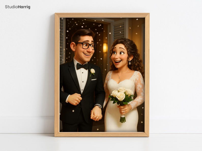 Custom Cartoon Couple Portrait: Anniversary Gift (Digital Print) image 2
