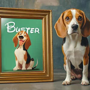 Portrait de chien de dessin animé Disney personnalisé classique | Mémorial personnalisé pour animal de compagnie | Art de chien de style Disney | Cadeau souvenir unique pour chien | Illustration | Cadeau