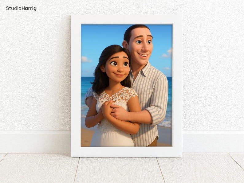 Custom Cartoon Couple Portrait: Anniversary Gift (Digital Print) image 9