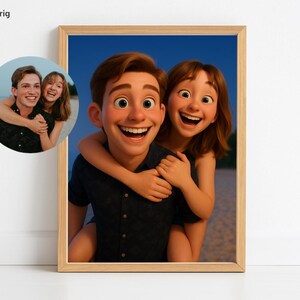 Custom Cartoon Couple Portrait: Anniversary Gift (Digital Print) image 4