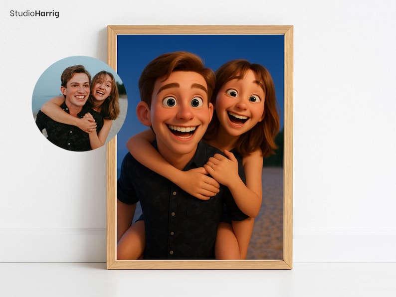 Custom Cartoon Couple Portrait: Anniversary Gift (Digital Print) image 4