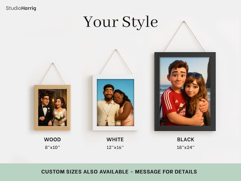 Custom Cartoon Couple Portrait: Anniversary Gift (Digital Print) image 8