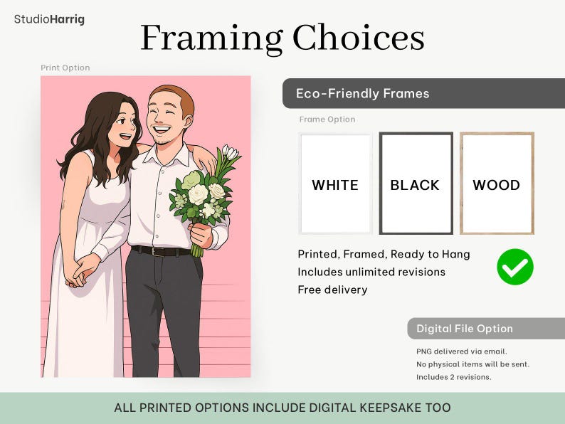 Custom Anime Couple Portrait - Personalized Anime Gift For Him or Her image 6