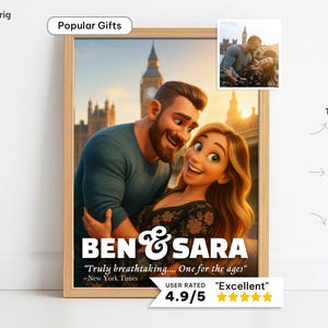 Custom Cartoon Couple Portrait: Anniversary Gift (Digital Print) image 1