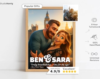 Retrato de pareja personalizado: regalo de aniversario (impresión digital)