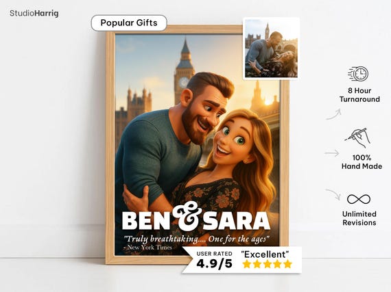 Custom Cartoon Couple Portrait: Anniversary Gift (Digital Print)