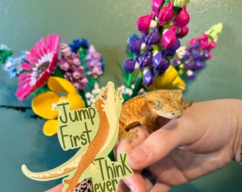 Crested gecko water resistant vinyl  sticker