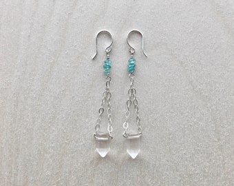 Crystal Drop Earrings - Apatite Beaded Earrings