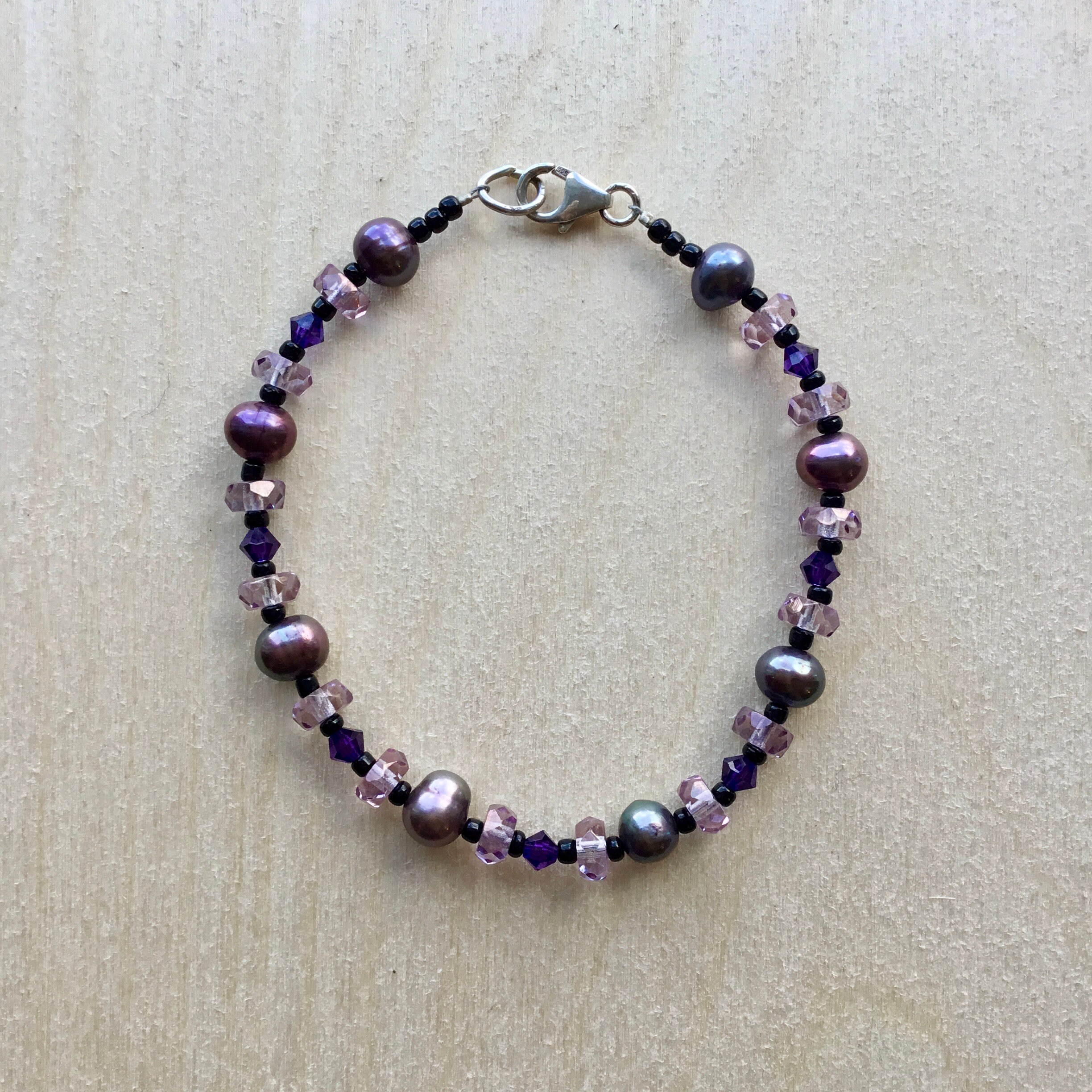 Cute Butterfly Purple Crystal Stretchable Bracelet