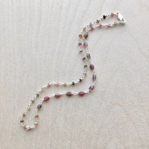 Multi Tourmaline Choker Necklace - Short Tourmaline Chain Necklace