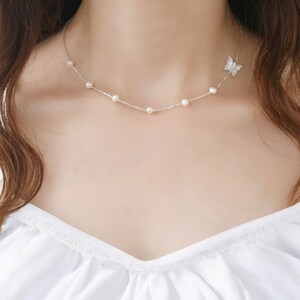 Pearl Necklace, Natural Freshwater Pearls, 925 Sterling Silver, Wedding Necklace, Bridal Necklace, Bridesmaid Gift, Multiple Pearl Necklace