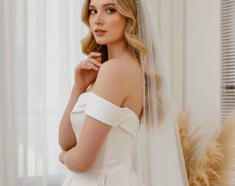 Kralen en kristallen bruidssluiers: elegante bruidssluiers. Aangepaste bruidssluiers. Minimalistische bruidssluiers.