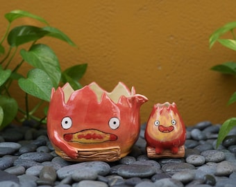 Juego de cuencos de cerámica hechos a mano con forma de demonio de fuego para matcha. Cuenco chawan de cerámica hecho a mano. Regalo de Navidad para ella. Regalo de cumpleaños único. Regalo familiar.