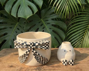 Juego de cuencos de matcha de cerámica hechos a mano. Bonito cuenco chawan con forma de lazo. Regalo para mujer. Regalo único. Regalo de cumpleaños. Regalo familiar, regalo para mamá.