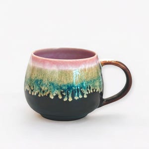 Round oval ceramic mug. Beautiful handmade enamel ceramic mug. Coffee mug. Tea mug. Family gift. Gift for friends and relatives.