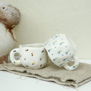 Cute handmade ceramic mug. Lovely coffee cup, tea cup and chocolate. Birthday gifts. Christmas gifts. Gifts for guests and colleagues.