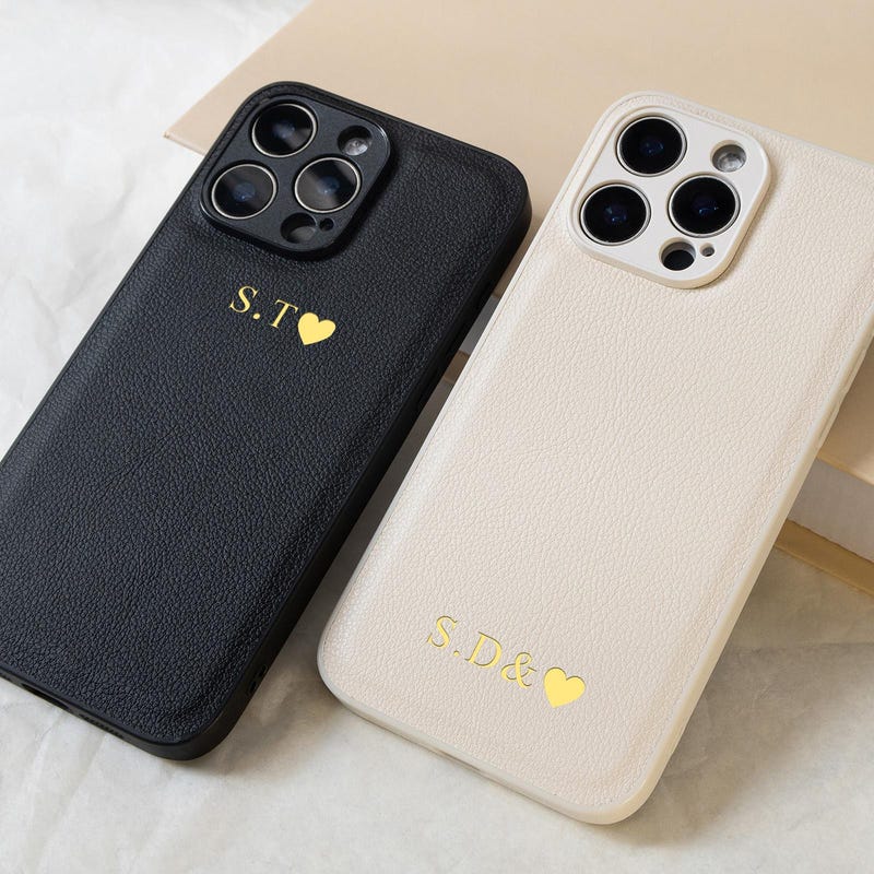 Leather Phone Cases Initials Etsy