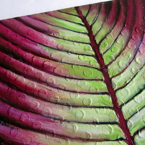 Tropical Leaf Oil Painting Small Original Art 7.5 x 8.75 free shipping image 2