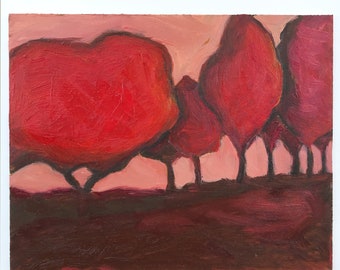 Trees - Small Original Oil Painting 10" x 8" -- free shipping