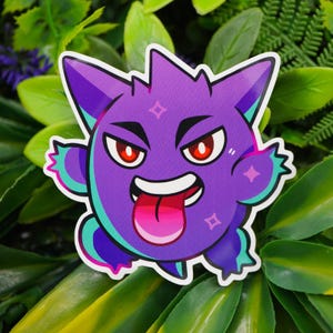 Gengar Sticker Pocket Monster Gift for Friend Cute Laptop Sticker Car Decal Waterbottle Accessory Gengar Fan Art Fun Scrapbook Sticker