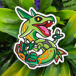 Rayquaza Pocket Monsters Sticker Cute Car Decal Gift for Friend Rayquaza Fan Art Anime Gift Scrapbooking Sticker Waterbottle Sticker