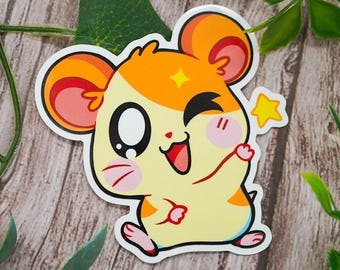 Adesivo Hamtaro Adesivo per laptop con simpatico criceto, regalo per bambini sotto i 5 anni, divertente adesivo per auto, regalo anime per amico, adesivo per album di ritagli Hamtaro, adesivo per bottiglia d'acqua