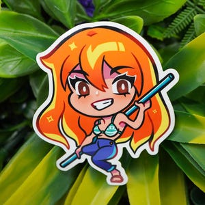 Nami Aufkleber Süßer Laptop Aufkleber Geburtstagsgeschenk für Freund Anime Fan Art Auto Aufkleber Wasserflasche Accessoire One Piece Nami Sammelalbum Aufkleber