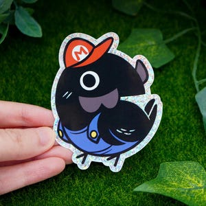 Mario Crow Aufkleber Laptop Aufkleber Niedlicher Scrapbook Sticker Vogel-Liebhaber Geschenk für Freund Videospiel Kunst Krähe-Liebhaber Geschenk Vogel Aufkleber
