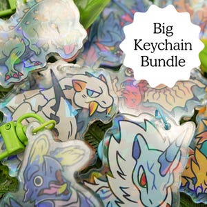 8 Monster Hunter Keychain Bundle Zinogre Brachydios Deviljho Tigrex Rathalos Nargacuga Kirin Barioth Cute Birthday Gift for Friend