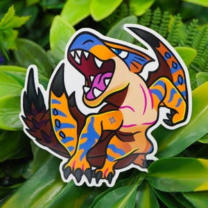 Tigrex Monster Hunter Aufkleber Videospiel Geschenk süsser Scrapbook Aufkleber Auto Aufkleber Laptop Aufkleber Nerdy Geschenk für Freund Tigrex Fan Geschenk