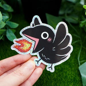 Krähe Aufkleber Lustige Aufkleber Laptop Aufkleber Vogel-Liebhaber Geschenk für Freund Auto Aufkleber Scrapbook Sticker Niedlicher Vogel Aufkleber Feuer Aufkleber Geschenkideen