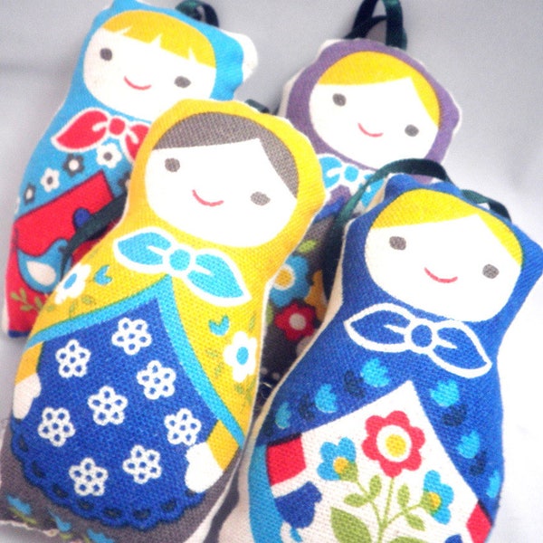 Ornament - Stuffed Floral Linen Matryoshka Doll - Choose One- made to order - FREE SHIPPING