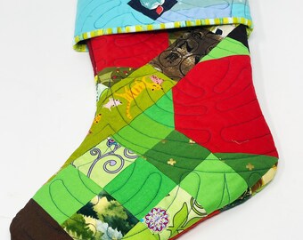 Quilted Christmas Stocking, Apple Flagstone Patchwork, C