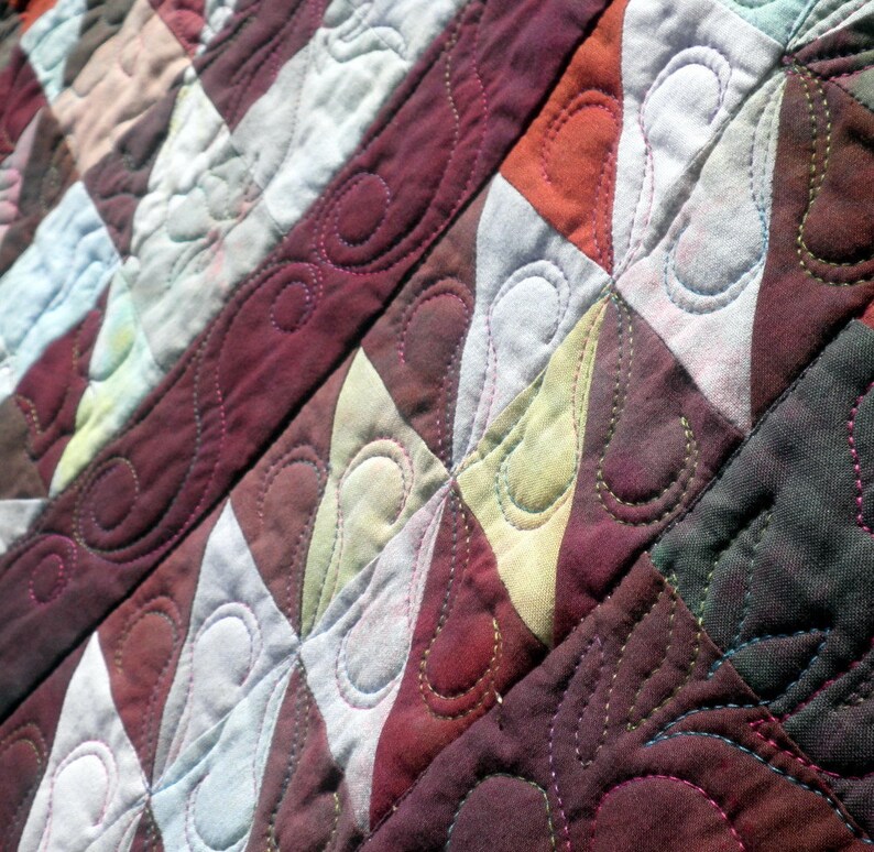 Patchwork Lap Quilt, Throw Blanket, Heirloom, Hand-Dyed, Shades of Burgundy, scrappy Road to Retreat Design FREE SHIPPING image 4