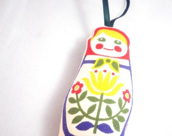 Stuffed Ornament  - Matryoshka Doll with Rosy Red Cheeks - FREE SHIPPING