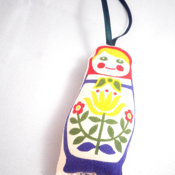 Stuffed Ornament  - Matryoshka Doll with Rosy Red Cheeks - FREE SHIPPING