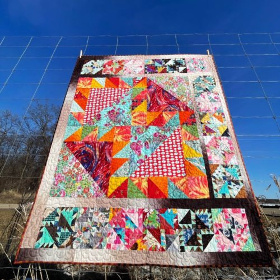 Scrappy Barrister Block Lap Quilt, Ombre Throw Blanket - Etsy