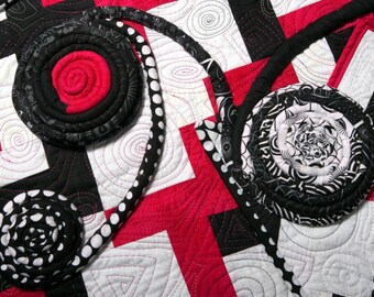 Quilted Wall Art - Rectangular Conundrum - Inspired by the Project Quilting Black and White Challenge