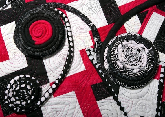 Quilted Wall Art - Rectangular Conundrum - Inspired by the Project Quilting Black and White Challenge