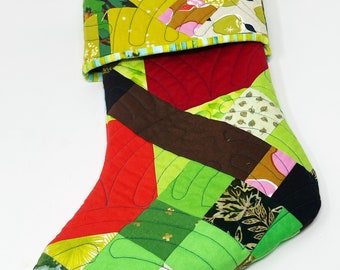 Quilted Christmas Stocking, Apple Flagstone Patchwork, A