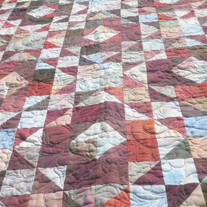 Patchwork Lap Quilt, Throw Blanket, Heirloom, Hand-Dyed, Shades of Burgundy, scrappy Road to Retreat Design FREE SHIPPING image 1