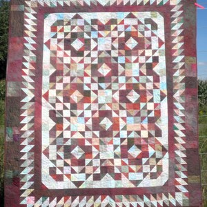 Patchwork Lap Quilt, Throw Blanket, Heirloom, Hand-Dyed, Shades of Burgundy, scrappy Road to Retreat Design FREE SHIPPING image 2
