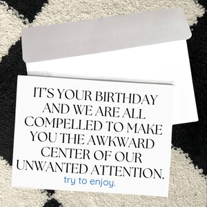 Biglietto di compleanno divertente / 5" x 7" / Opzione messaggio personalizzato / Interno vuoto / Per chiunque / SPEDIZIONE GRATUITA