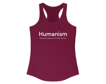 Empowering Women's Racerback Tank - Humanism Inspired, Feminist Apparel, Workout Top, Gift for Activists, Casual Summer Wear